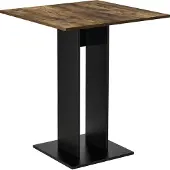 En.casa Küchentisch Quadratisch 65 x 65 x 78 cm Säulentisch Esszimmertisch aus Spanplatte Speisetisch Tisch Walnuss-Optik Schwarz []