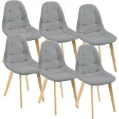 En.casa Esszimmerstuhl Kopparberg 6er-Set Stoffbezug Buche Wohnzimmerstuhl 86 x 53 x 47 cm Hellgrau