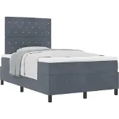 vidaXL Boxspringbett mit Matratze Dunkelgrau 120 x 200 cm Samt