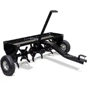 Wiltec Aerifizierer 90 cm für Aufsitzmäher, Rasenlüfter mit 7,6 cm Arbeitstiefe, Rasenbelüfter aus Stahl mit Kupplung für Rasentraktor