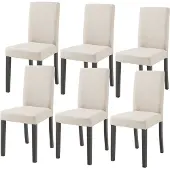 En.casa Esszimmerstuhl 'Hamburg' 6er Set Polsterstuhl Textil Holzbeine Beige