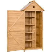 Costway Gerätehaus Geräteschuppen mit Pultdach Gartenschrank Holz 177x80x45cm