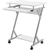 En.casa [] Rollbarer Schreibtisch 60x40x75cm Weiß Rollbar Computertisch Bürotisch PC-Tisch
