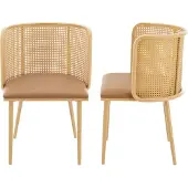 En.casa Esszimmerstuhl ’Flen’ 2er Set gepolstert Metallbeine Braun / Holzoptik