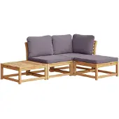 vidaXL 4-tlg. Garten-Lounge-Set mit Kissen Massivholz Akazie