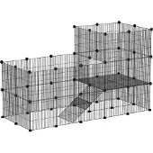 PawHut Kleintiergehege Stahl Kunststoff Schwarz 140L x 70B x 105H cm