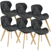 En.casa Esszimmerstuhl 'Älmhult' 6-er Set 78x47x52 cm Kunstleder Schwarz