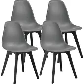 En.casa 4x Design Stühle Grau/Schwarz Esszimmer Stuhl Kunststoff Skandinavisch []