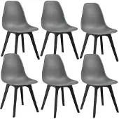 En.casa [] 6x Design Stuhl 83 x 54 x 48cm Grau & Schwarz Esszimmer Stuhl Stühle Kunststoff im Skandinavischem Stil mit Bodenschoner