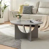 En.casa Couchtisch 'Rindal' rund 80 x 42 cm Hellgrau