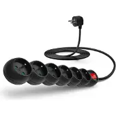 Connect IT IT Verlängerung 230V, 6 Steckdosen Schalter, 3m, schwarz