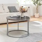 En.casa Couchtisch ’Aulum’ 50 x 70 cm Marmor, schwarz / Silber