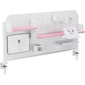En.casa Schreibtisch-Organizer 'Sauda' 114 x 68 cm Stecktafel mit Zubehör Klemmhalterung Stahl Weiß/Rosa
