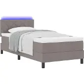 Syfax Boxspringbett mit Matratze mit LED Taupe 90 x 190 cm Stoff