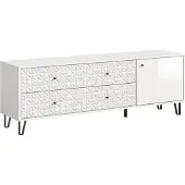 Ebuy24 .home Prisma Lowboard (B/H/T: 164x56x40 cm) weiß Melam und weiß Hochglanz