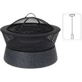 Progarden Feuerschale mit Grill Rund 54,5x54,5x38 cm Schwarz