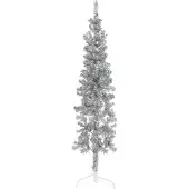 Prolenta Maison Exclusive - Künstlicher Halb-Weihnachtsbaum Ständer Schlank Silbern 150 cm