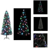 vidaXL Weihnachtsbaum mit Beleuchtung und Ständer 240 cm Glasfaser - Weihnachtsbäume