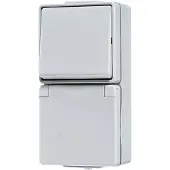 JUNG WG600 Aufputz 676W Aus Wechselschalter Steckdose Kombination grau IP44