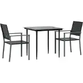 vidaXL 3-tlg. Garten-Essgruppe Poly Rattan und Stahl