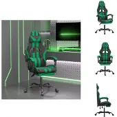 vidaXL Gaming-Stuhl mit Fußstütze Drehbar Schwarz & Grün Kunstleder - Gaming-Sessel