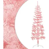 Syfax Künstlicher Halb-Weihnachtsbaum mit Ständer Schlank Rosa 120 cm
