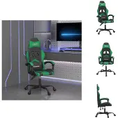 vidaXL Gaming-Stuhl Drehbar Schwarz und Grün Kunstleder - Gaming-Sessel