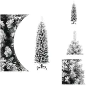 vidaXL Künstlicher Weihnachtsbaum Schlank mit Schnee Grün 150 cm PVC - Weihnachtsbäume