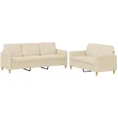 vidaXL 2-tlg. Sofagarnitur mit Kissen Creme Stoff