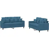 vidaXL 2-tlg. Sofagarnitur mit Kissen Blau Samt