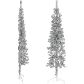 Prolenta Maison Exclusive - Künstlicher Halb-Weihnachtsbaum Ständer Schlank Silbern 180 cm