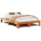 Syfax Massivholzbett ohne Matratze Wachsbraun 135x190 cm Kiefernholz
