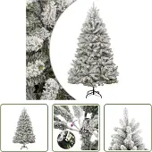 The Living Store Künstlicher Weihnachtsbaum Klappbar Beschneit 180 cm