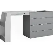 Vicco Basteltisch Iva Grau 98.5-167.5 x 80 x 47 cm ausklappbar, 4 Schubladen, Model 47676