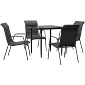 vidaXL 5-tlg. Garten-Essgruppe Schwarz Stahl und Textilene