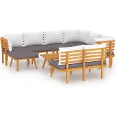vidaXL 9-tlg. Garten-Lounge-Set mit Kissen Massivholz Akazie