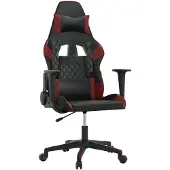 Syfax Gaming-Stuhl mit Massagefunktion Schwarz und Weinrot Kunstleder