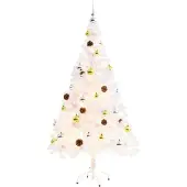 Syfax Künstlicher Weihnachtsbaum mit Beleuchtung & Kugeln Weiß 150 cm