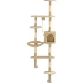 Syfax Wandkratzbaum mit Sisal-Kratzsäulen 194 cm Beige
