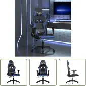 The Living Store Gaming-Stuhl mit Massagefunktion Schwarz und Blau Kunstleder