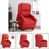 The Living Store Massagesessel mit Aufstehhilfe Rot Kunstleder