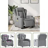 The Living Store Massagesessel Elektrisch Hellgrau Stoff