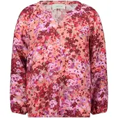 Cartoon Blusenshirt mit Raffung in Violett/Rot | Gr.: 36