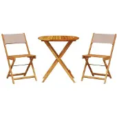 vidaXL 3-tlg. Bistro-Set Taupe Stoff und Massivholz