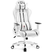 Diablo X-One 2.0 Gaming Stuhl Bürostuhl Schreibtischstuhl Verstellbare Armlehnen Ergonomisches Design Nacken/-Lendenkissen, Farbe: Weiß, Größe King