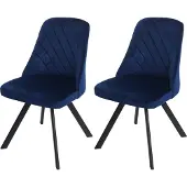 MCW 2er-Set Esszimmerstuhl MCW-K25, Küchenstuhl Lehnstuhl Polsterstuhl, Metall Samt blau