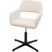 Mendler Homeoffice-Bürostuhl MCW-A50 IV, Wohnraum-Schreibtischstuhl + Esszimmerstuhl Kunstleder creme, Fuß schwarz