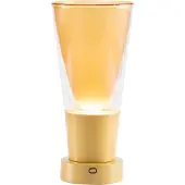 Zafferano Soffio Vase - Wiederaufladbare IP65-LED-Tischleuchte Vasenfunktion, Touch-Dimmer, klarem Glas und goldenem Sockel 10 Stunden Akkulaufzeit