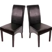 Mendler 2er-Set Esszimmerstuhl Cesena Leder, schwarz, dunkle Füße