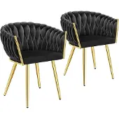 TecTake Set Esszimmerstuhl Astano gepolstert, mit Samtbezug, Knotendesign 60,5 x 55 x 75 cm